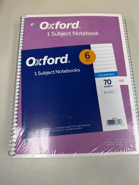 Oxford Spiral Notebook 6 Pack — bulk pack of 1 subject notebooks new 70 sheets